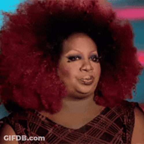 Red Afro Woman In Plaid Dress Funny Face GIF