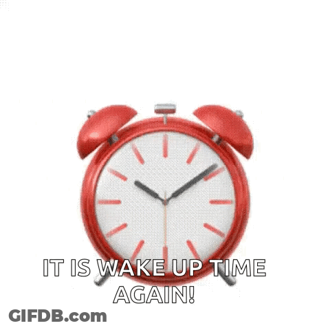 Red Alarm Clock Saying Wake Up Time Again GIF