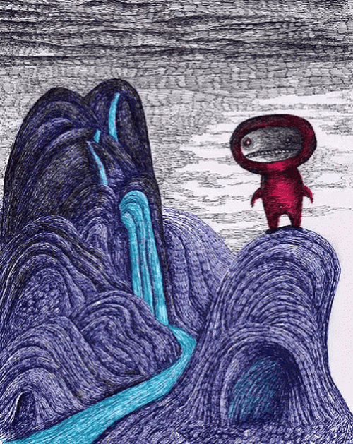 Red Alien 3D Art GIF