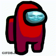 Red Among Us Character Blue Face GIF