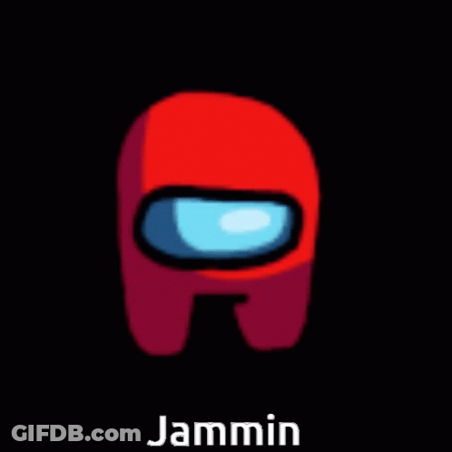 Red Among Us Character Jammin GIF