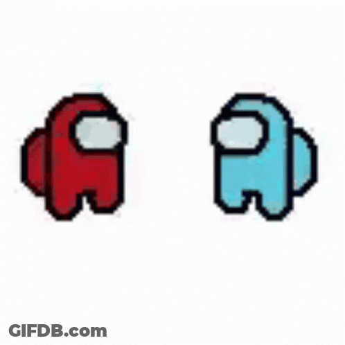 Red Among Us Character Laying Down Pixel Art GIF