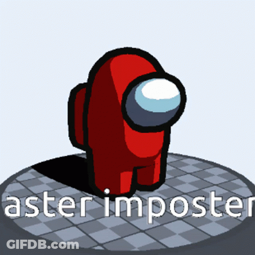 Red Among Us Character Saying Aster Imposter GIF
