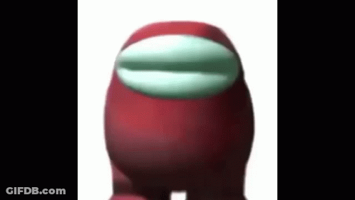 Red Among Us Character With Green Nose And Mouth GIF