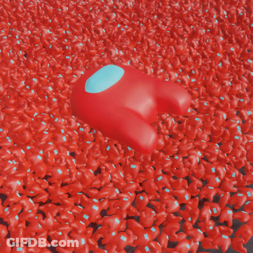 Red Among Us Character With Hearts GIF