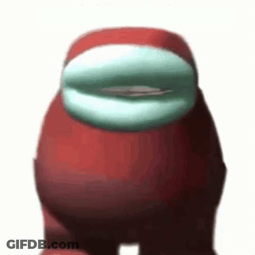 Red Among Us Character With White Face GIF