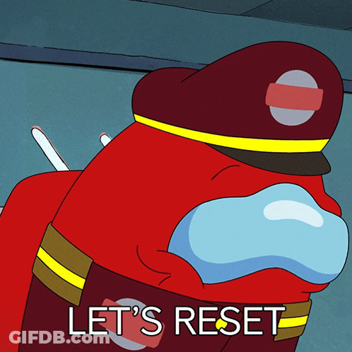 Red Among Us Saying Let's Reset GIF