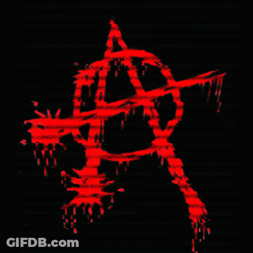 Red Anarchy Symbol With Arrow GIF
