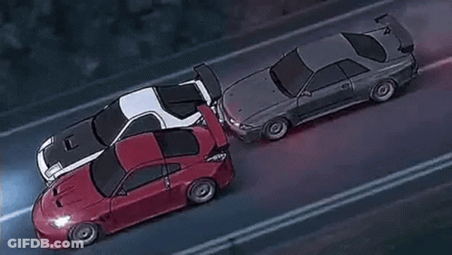 Red And Black Car Driving Down Highway GIF