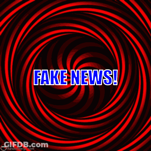 Red And Black Swirl With Fake News In Blue Letters GIF