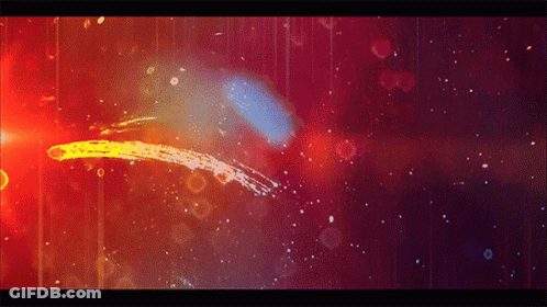 Red And Blue Background With Yellow Brush Stroke GIF