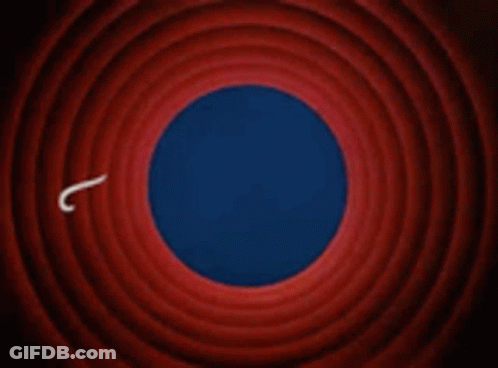 Red And Blue Circle Saying That's All Folks GIF