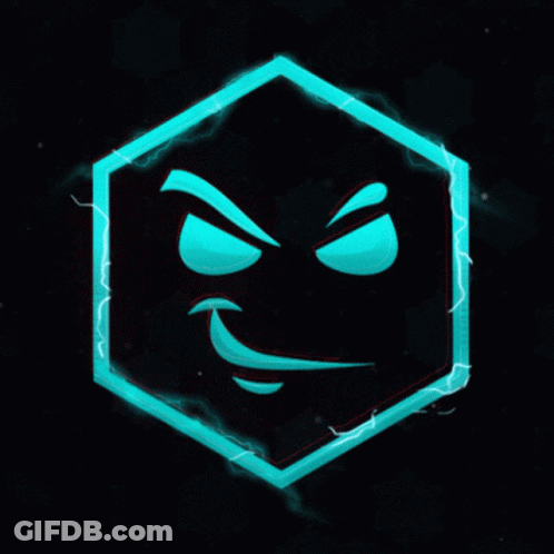 Red And Blue Glowing Cube With Face GIF