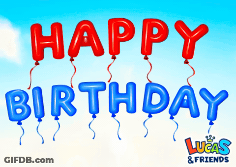 Red And Blue Happy Birthday Balloons GIF
