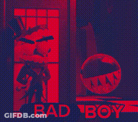 Red And Blue Poster For Bad Boy GIF