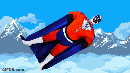 Red And Blue Superhero Flying GIF