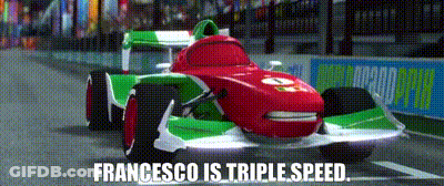 Red And Green Race Car Francesco Is Triple Speed GIF