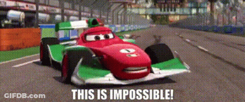 Red And Green Race Car Saying This Is Impossible GIF