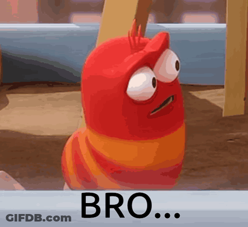 Red And Orange Cartoon Worm Next To Bro GIF
