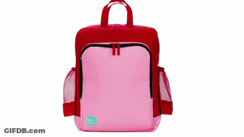 Red And Pink Backpack With I Love You Sticker GIF