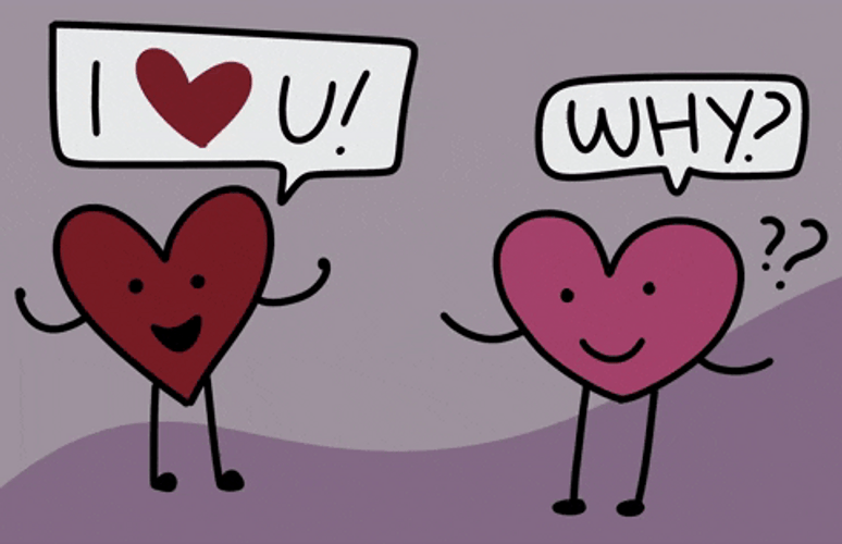 Red And Pink Heart Breakup Cartoon GIF