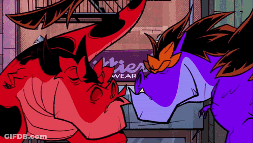 Red And Purple Dragon Next To Wien Sign GIF