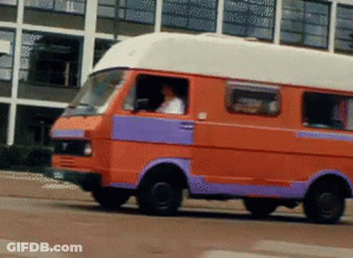 Red And Purple Van Driving GIF