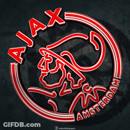 Red And White Amsterdam Logo On Black Background GIF