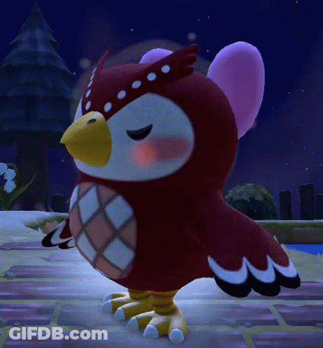 Red And White Bird With Yellow Beak And Purple Wings GIF