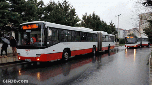 Red And White Bus With Ernst GIF