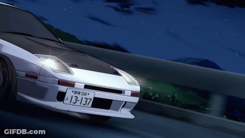 Red And White Car With License Plate 13-137 GIF