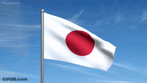 Red And White Circle Flag Flying In Wind GIF