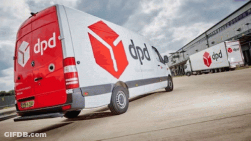 Red And White DPD Van GIF