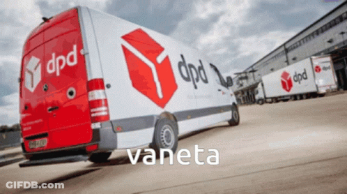 Red And White DPD Van GIF