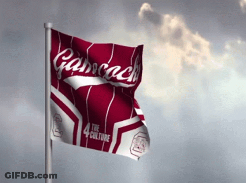 Red And White Flag Saying Gancock GIF