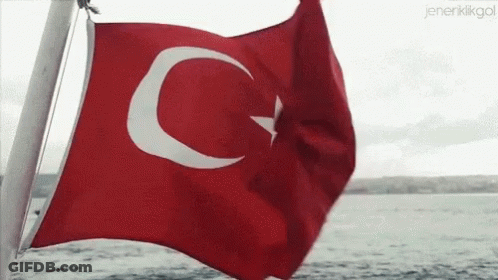 Red And White Flag With Letter C Waving GIF