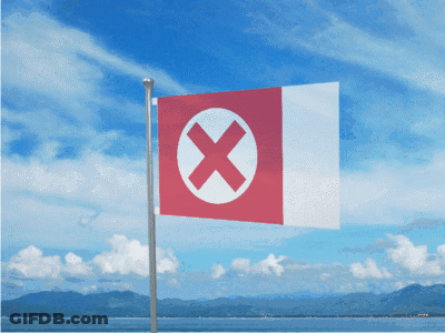 Red And White Flag With X In White Circle GIF