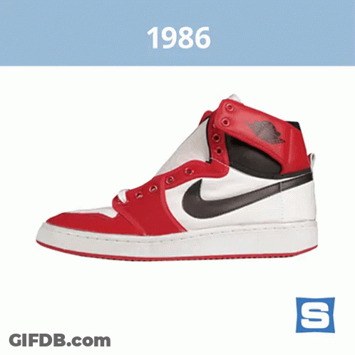 Red And White Nike Shoe 1986 GIF
