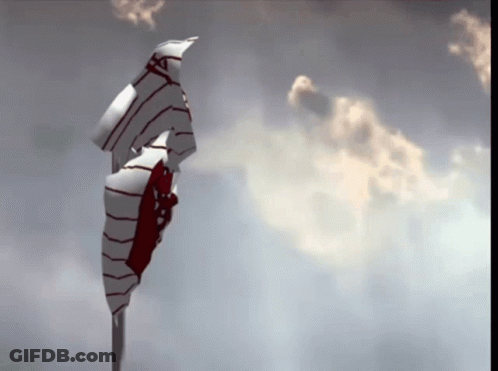 Red And White Object In Sky GIF