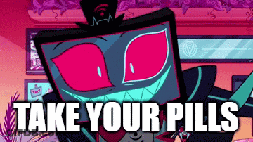Red And White Pills Falling From Sky GIF