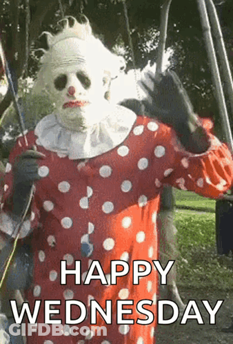 Red And White Polka Dot Clown Happy Wednesday GIF