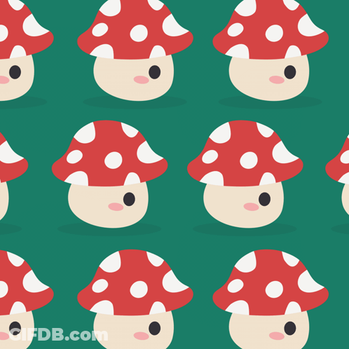 Red And White Polka Dot Mushrooms GIF