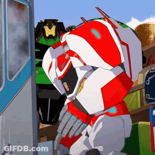 Red And White Robot Saying Gdd GIF