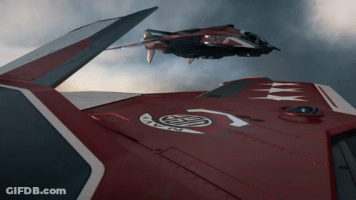 Red And White Spaceship Saying Raven GIF