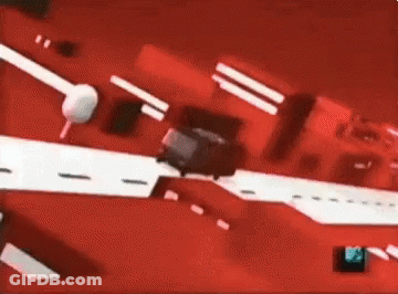 Red And White Toy Truck Driving On Road GIF