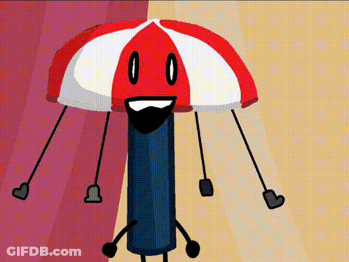 Red And White Umbrella Smiling With Arms And Legs GIF