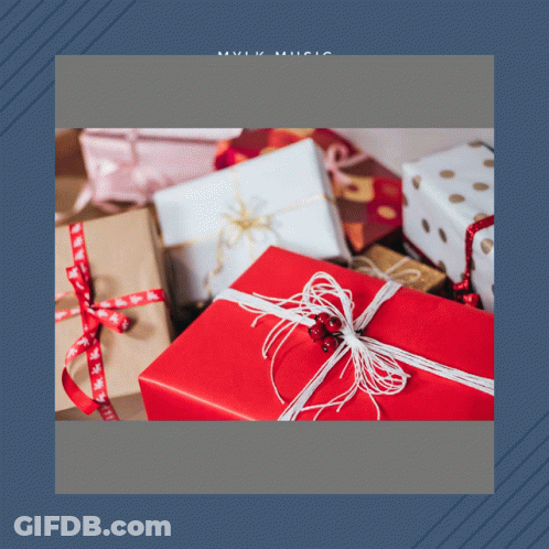 Red And White Wrapped Christmas Presents GIF