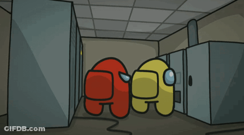 Red And Yellow Among Us Character GIF