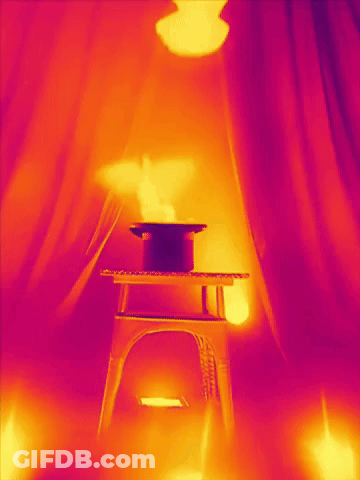 Red And Yellow Background Candle On Stool GIF