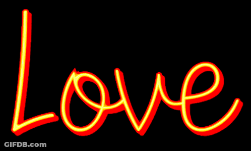 Red And Yellow Neon Love GIF
